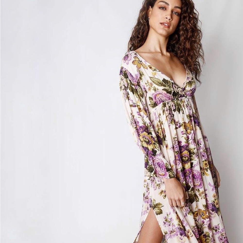 Tree of Life Floral Bohemian Gypsy Dress XL Purple Floral